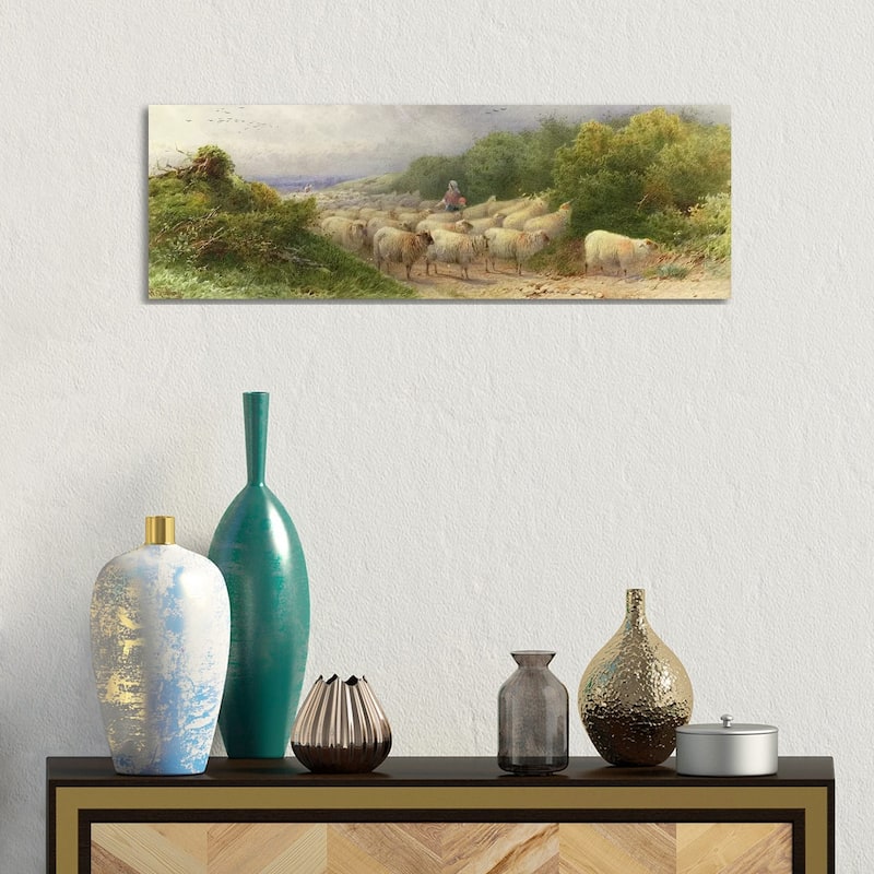 iCanvas "Sheep on the Downs" by William W. Gosling Canvas Print - 12x36x1.5