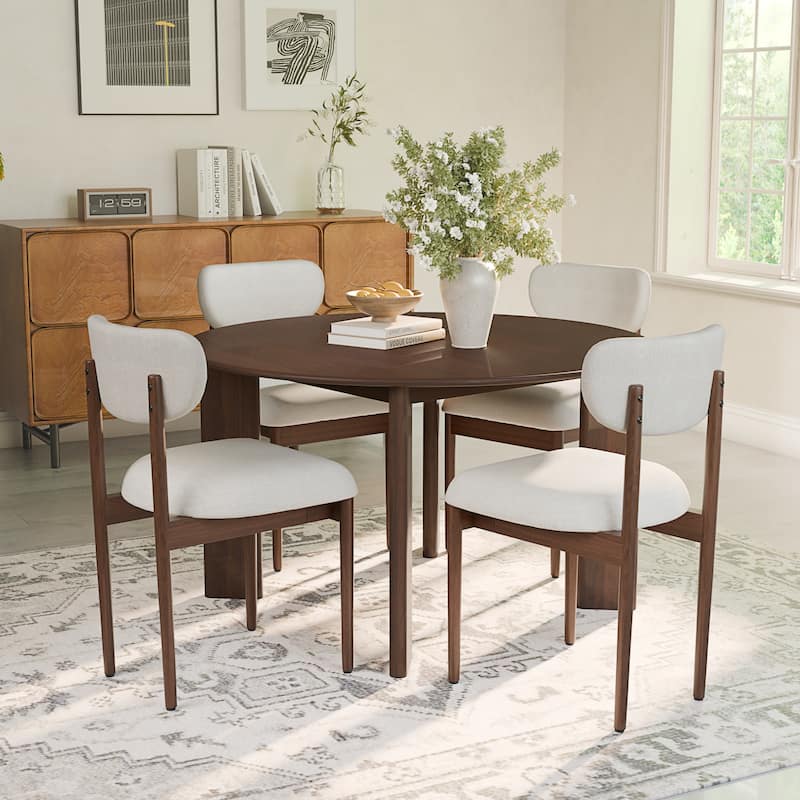 Modern Upholstered Dining Chair with Solid Wood Legs Side Chair for Kitchen Dining Room Living Room (Set of 2)