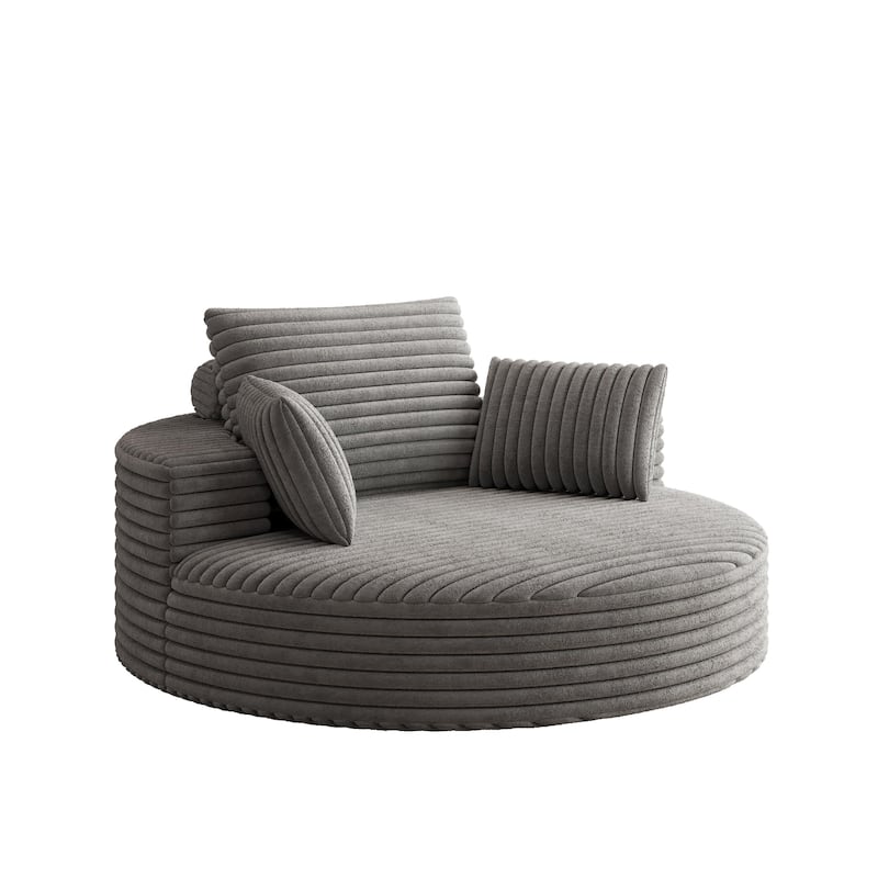 55" Luxury Swivel Chair - Plush Chenille Upholstery with 360° Rotation, Fluffy Modern Design for Living Rooms & Home Theaters