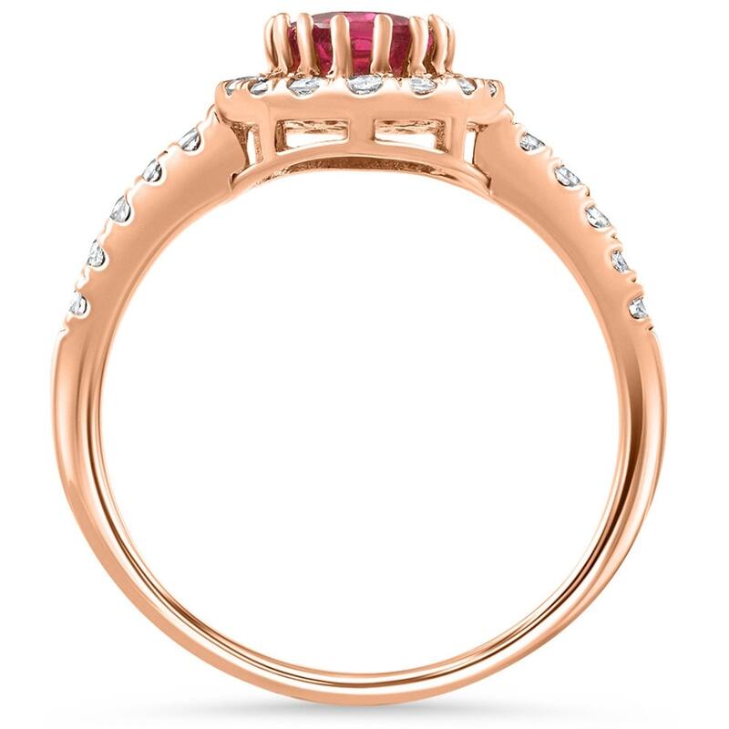 1 1/2Ct Oval Ruby Halo Diamond Ring Gold Lab Grown
