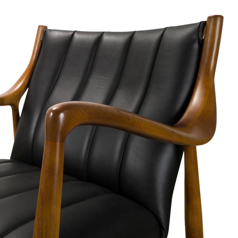 Art Leon Solid Ash Wood and Leather Accent Chair