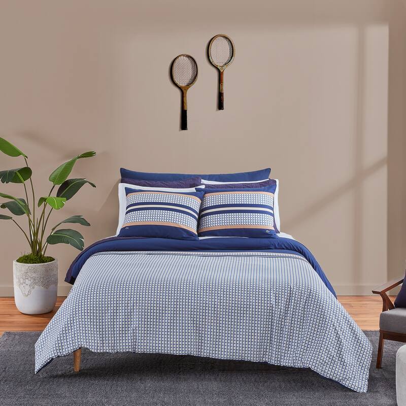 Lacoste Micro Logo 3-Piece Cotton Comforter Set - King