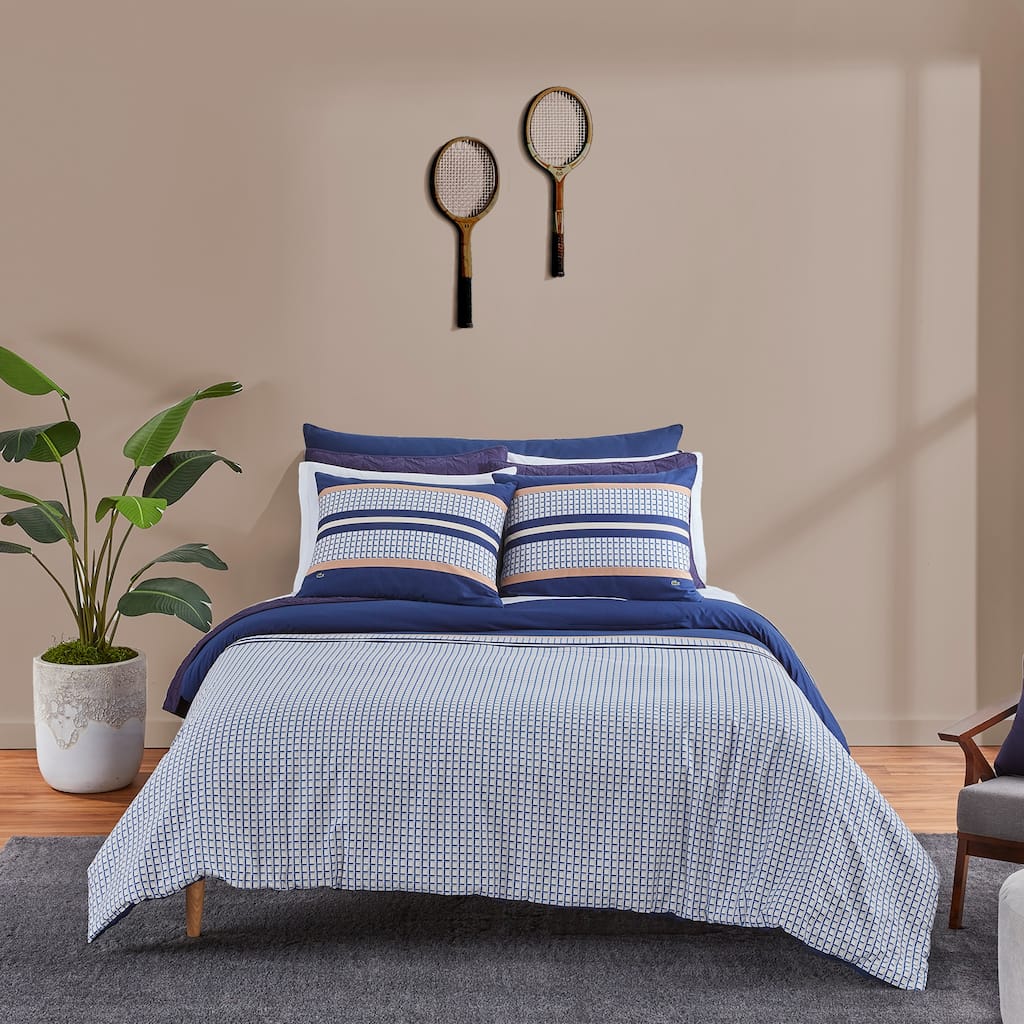 Lacoste Micro Logo 3-Piece Cotton Comforter Set
