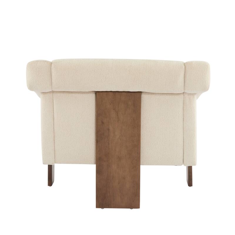 Fabric Upholstered Accent Chair, Ergonomic Single Sofa Side Chair, Lounge Reading Chair with Deep Cushions & Wooden Frame