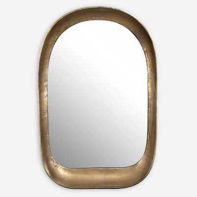 Handcrafted Bradano Arch Wall Mirror - 36" - Brass Tone