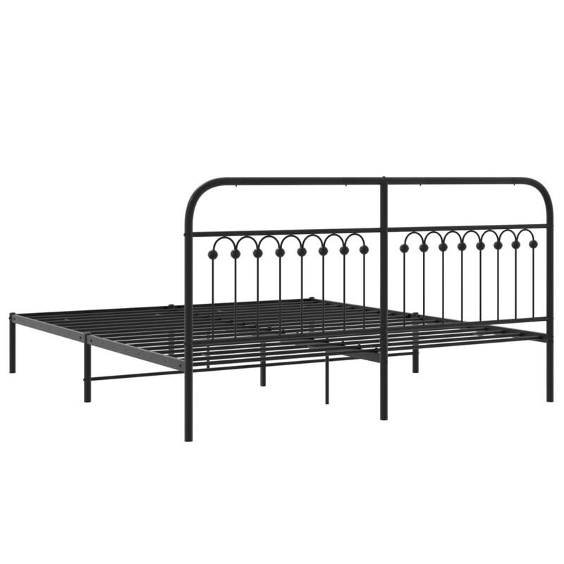 vidaXL Metal Bed Frame with Headboard Platform Base Home Bedroom Furniture
