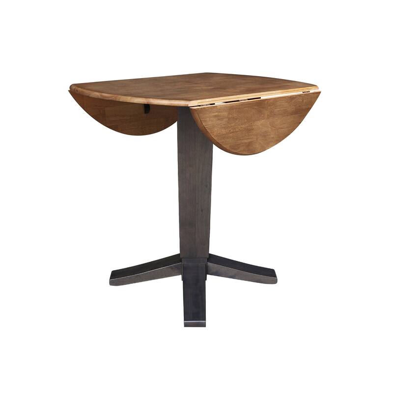 42 in Solid Wood Round Dual Drop Leaf Pedestal Counter Height Dining Table