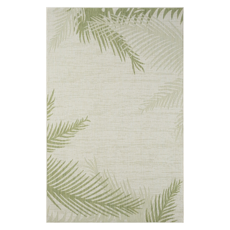 Sevita Callie Coastal Palm Fronds Tropical Indoor/Outdoor Area Rug - 1'10" x 3' - Green/Beige