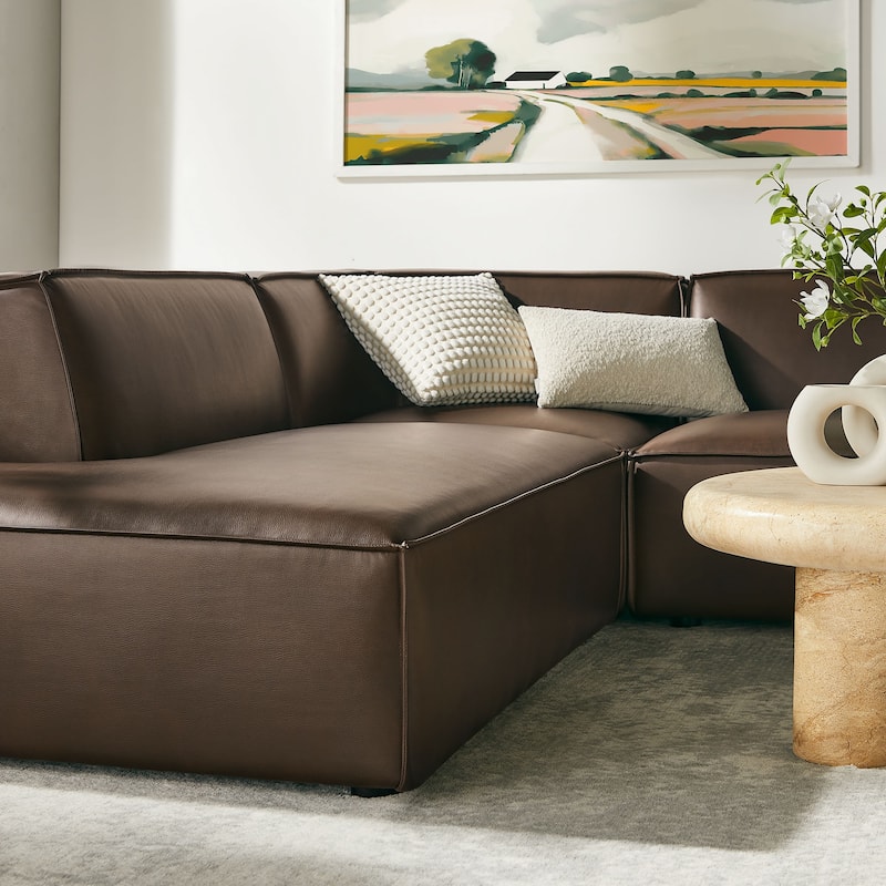 Restore 6-Piece Vegan Leather U-Shaped Armless Sectional Sofa