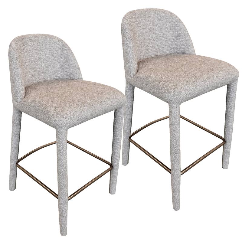 Modern Fabric and Metal 26" Counter Stool, Set of 2