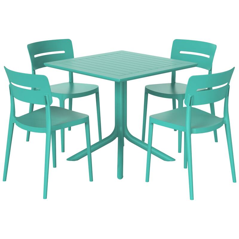 Frond and Form 4-Person Outdoor Square Dining Set - Turquoise