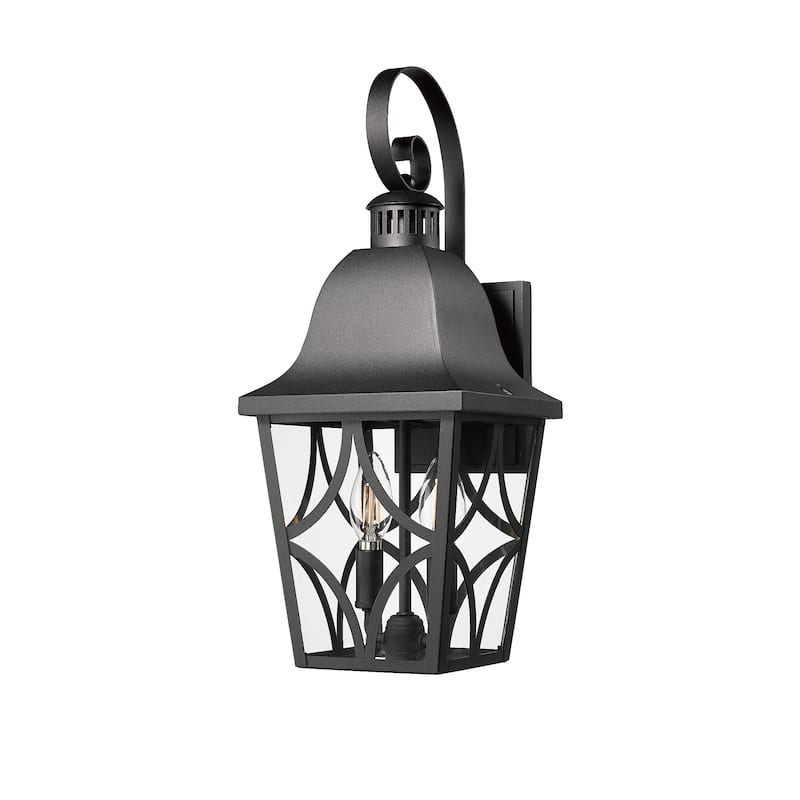 16" Elegant Matte Black Outdoor Wall Lantern with Clear Glass - Waterproof Sconce for House, Garage, and Front Door Lighting