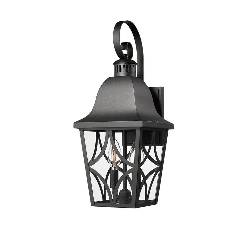 Anmytek Black Outdoor Wall Lantern Weatherproof Coastal Farmhouse Porch Light Clear Glass Exterior Lighting