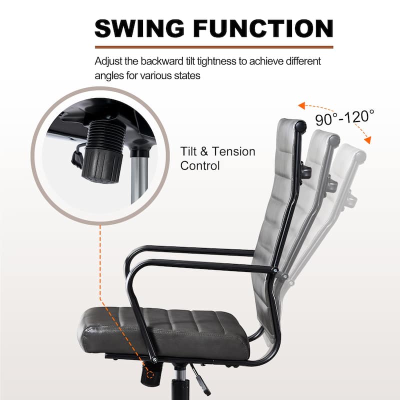 Ergonomic Office Chair Full-Grain Leather with Lumbar Support