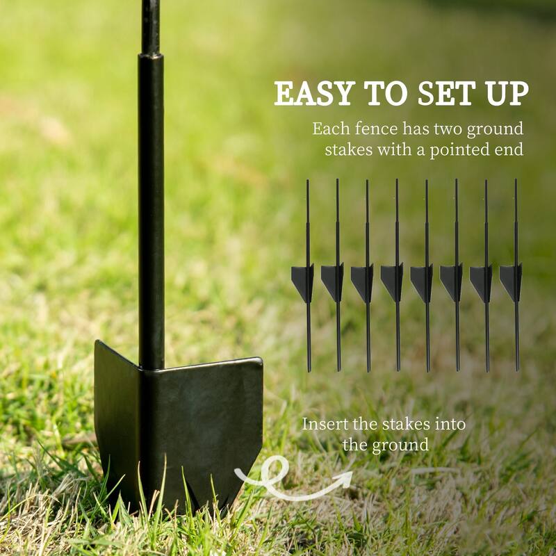 Garden Fence 4 Pack Steel Fence Panels Rust-Resistant Animal Barrier Decorative Border Flower Edging
