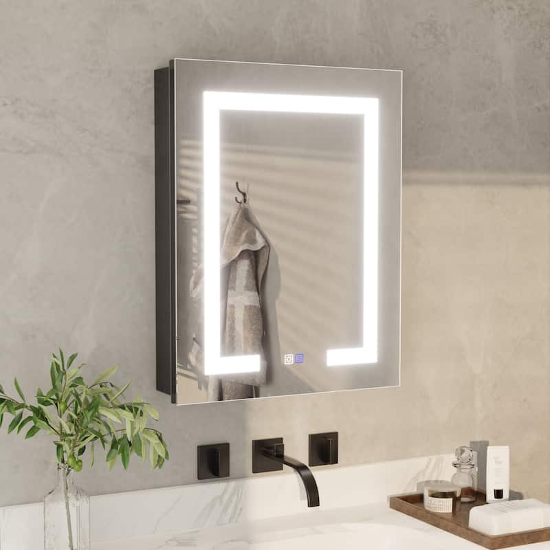 ExBrite 20" x 26" LED Bathroom Medicine Cabinet with Mirrors, Defog