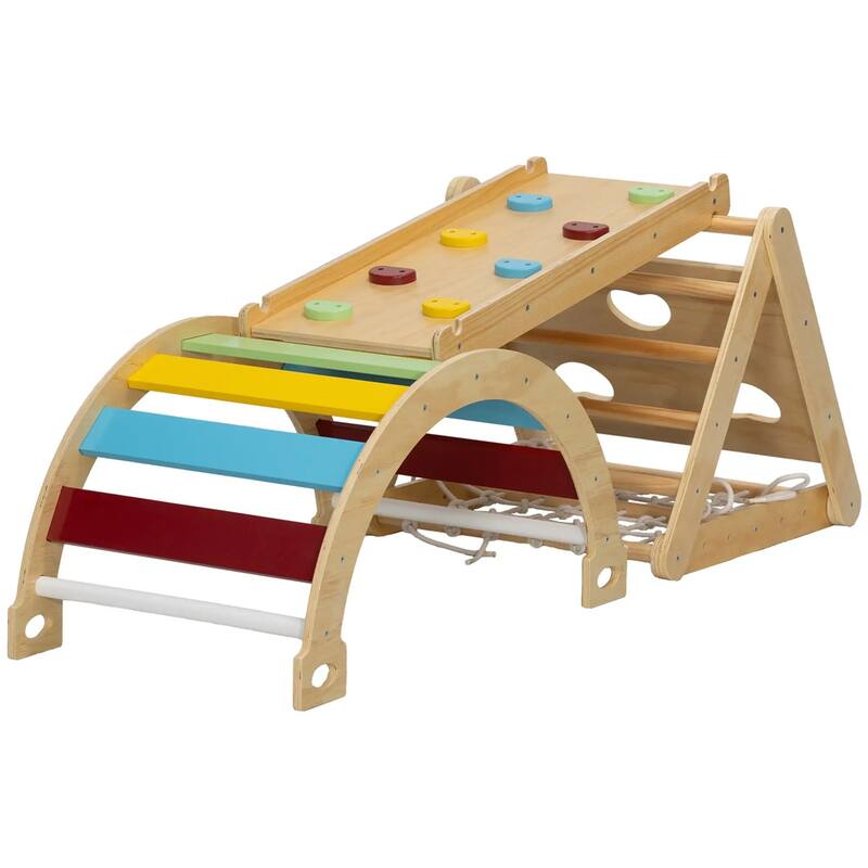 7-in-1 Toddler Climbing Triangle Set with Arch Ramp Climber for Indoor Active Play and Motor Skills