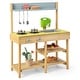 preview thumbnail 1 of 12, Wooden Pretend Play Toy Kitchen with Stove Open Top Shelf and Spacious Tabletop - 29.5" x 14" x 36" Kids