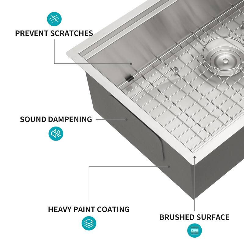 Undermount Single Bowl 16 Gauge Stainless Steel Ledge Workstation Kitchen Sink