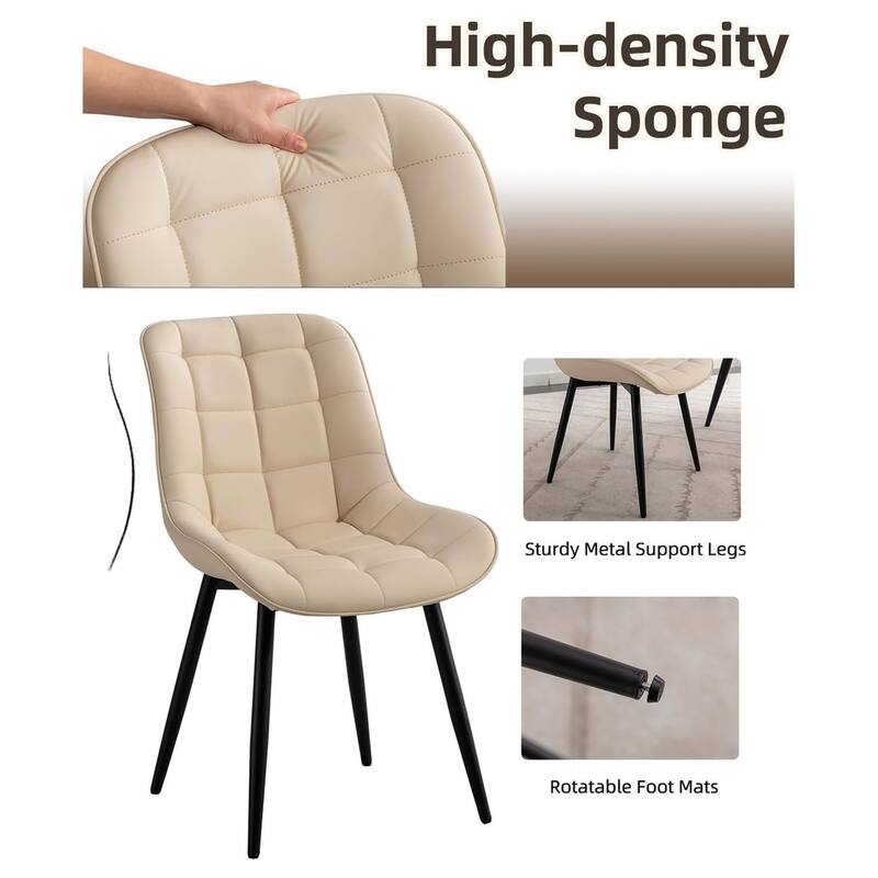 XINMICS Modern Upholstered Faux Leather Dining Chairs Set of 2