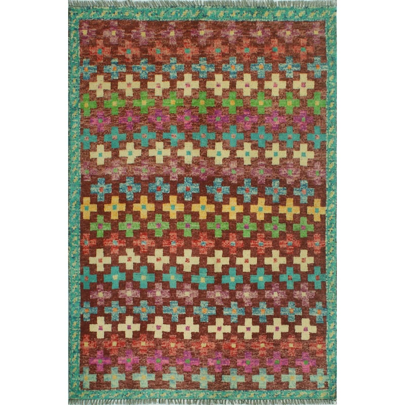 Balochi Jihan Burgundy/Ivory Rug - 3'3" x 4'10"