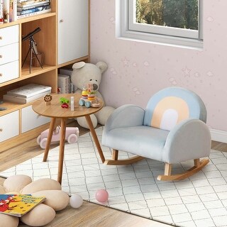 Toddler Rocking Chair Children's Upholstered Velvet Rocker Armchair ...