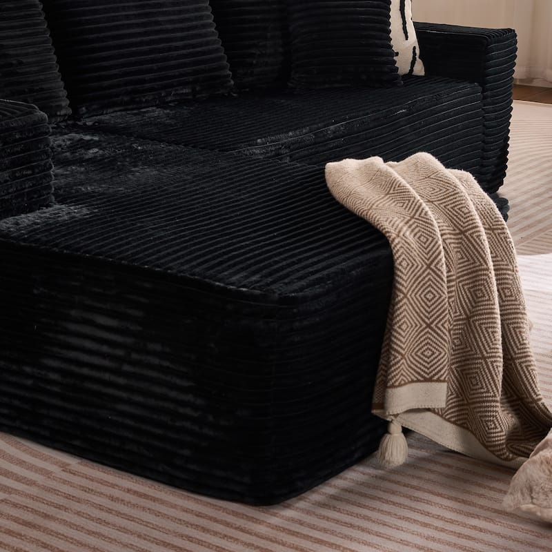 XIZZI Modern Plush Sectional Chaise Couch with Bean Bag Chair