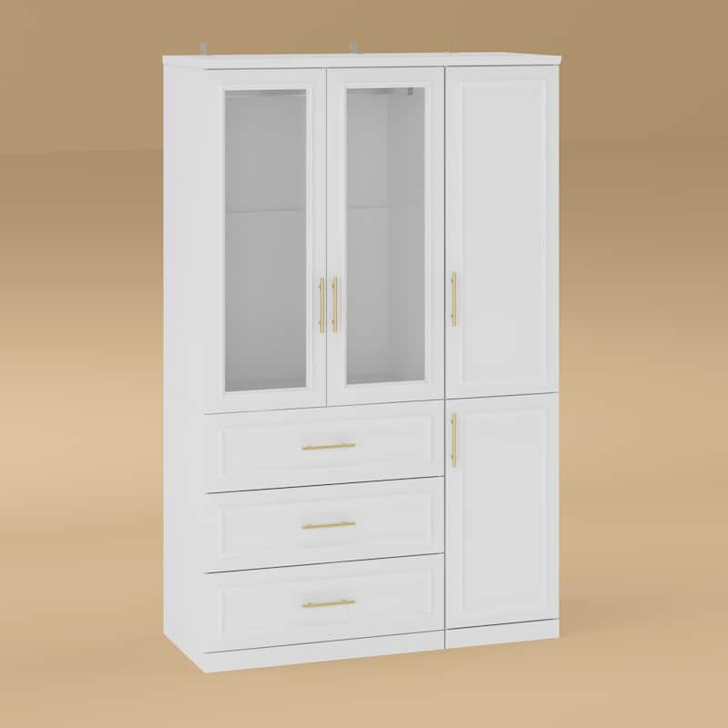 74.8"H Modular Armoire&Wardrobe Storage Closet Cabinet Organizer White