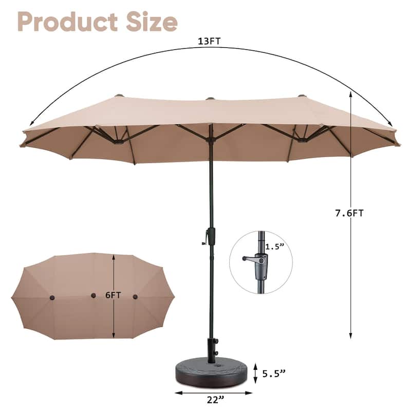 Ainfox 13Ft Large Outdoor Patio Umbrella with Crank With Base