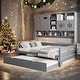 preview thumbnail 13 of 21, Wooden Full Size Daybed with Twin Size Trundle and All-in-One Cabinet Grey+Wood