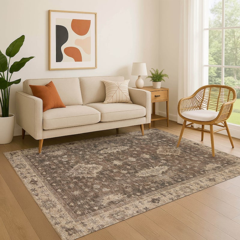 Premium Washable Super Soft Traditional Mayfield Rug - Brown - 9' x 12'