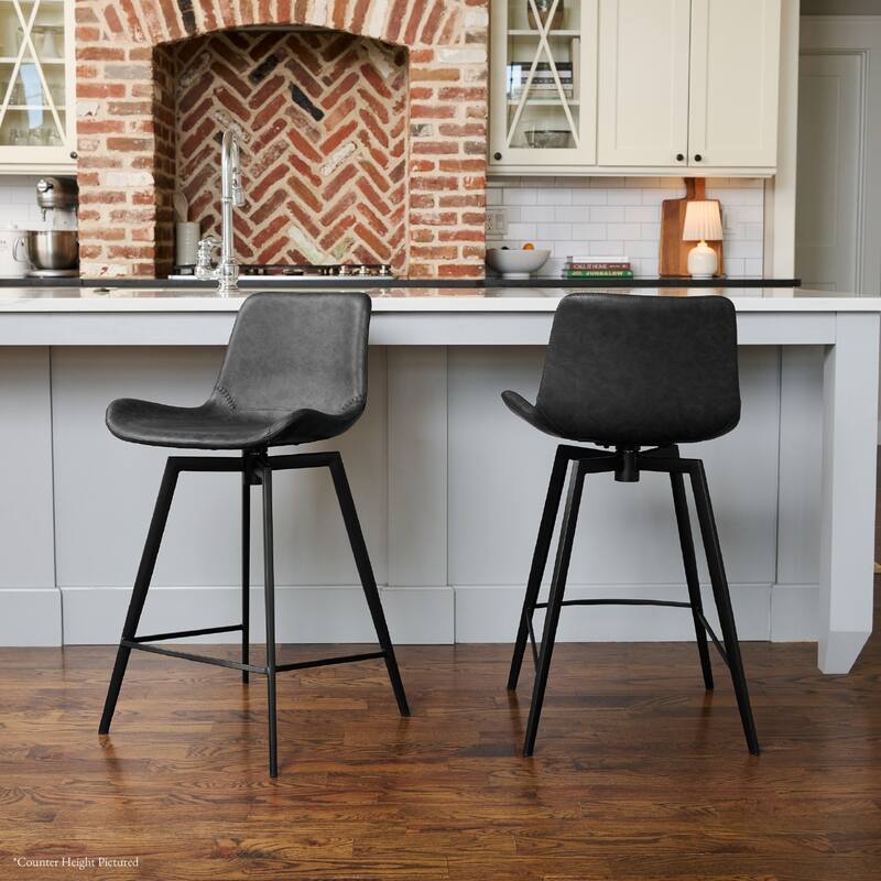 Maven Lane Victor Metal & Vegan Leather Kitchen Dining Stool