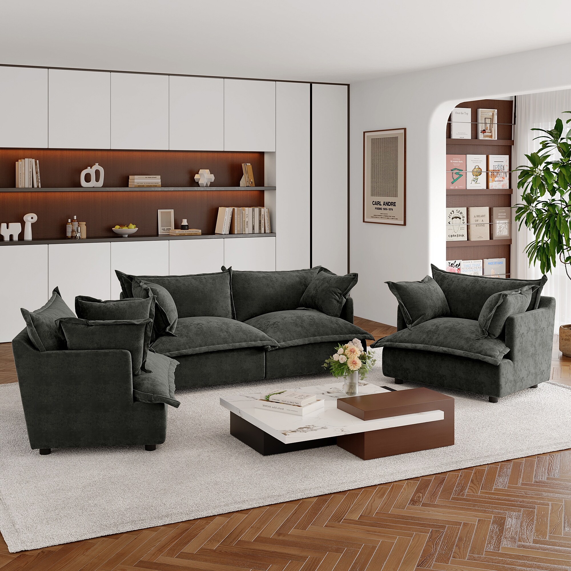 Double Layer Cushion Comfy Cloud Modular Sectional Sofa Set