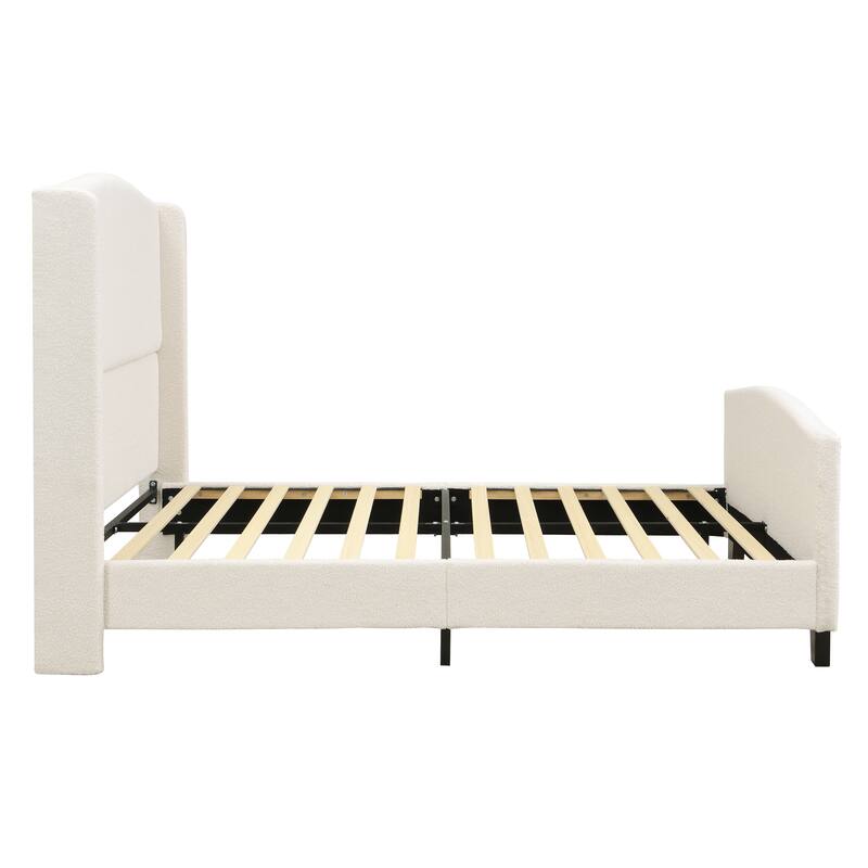 49.21"High Back Upholstered Headboard Teddy Velvet Bed Frame