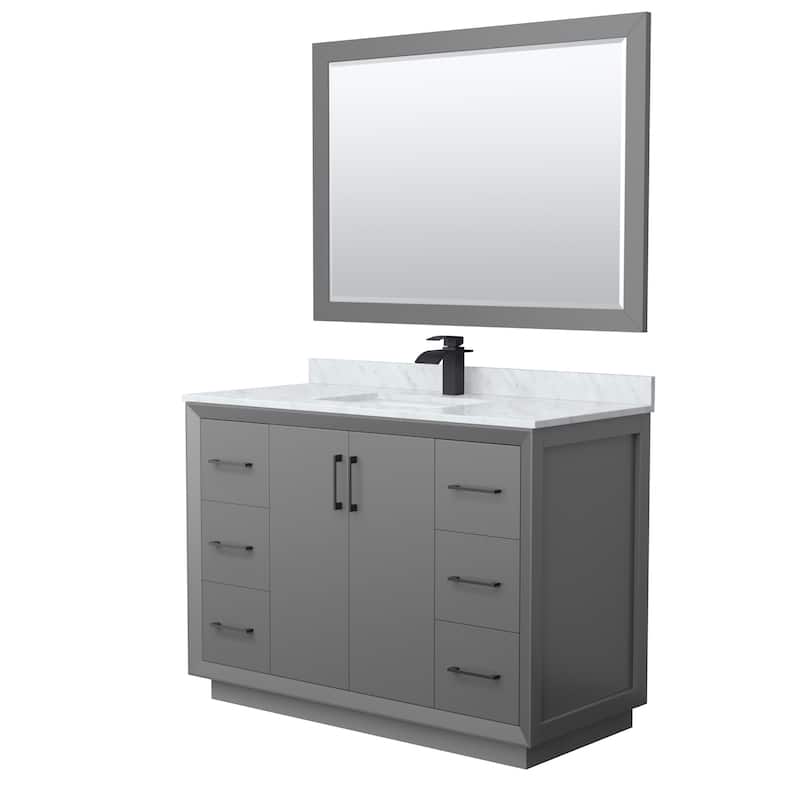 Wyndham Collection WCF414148S-NAT-UNSM46 Strada 48" Free Standing - Dark Gray / Matte Black Hardware