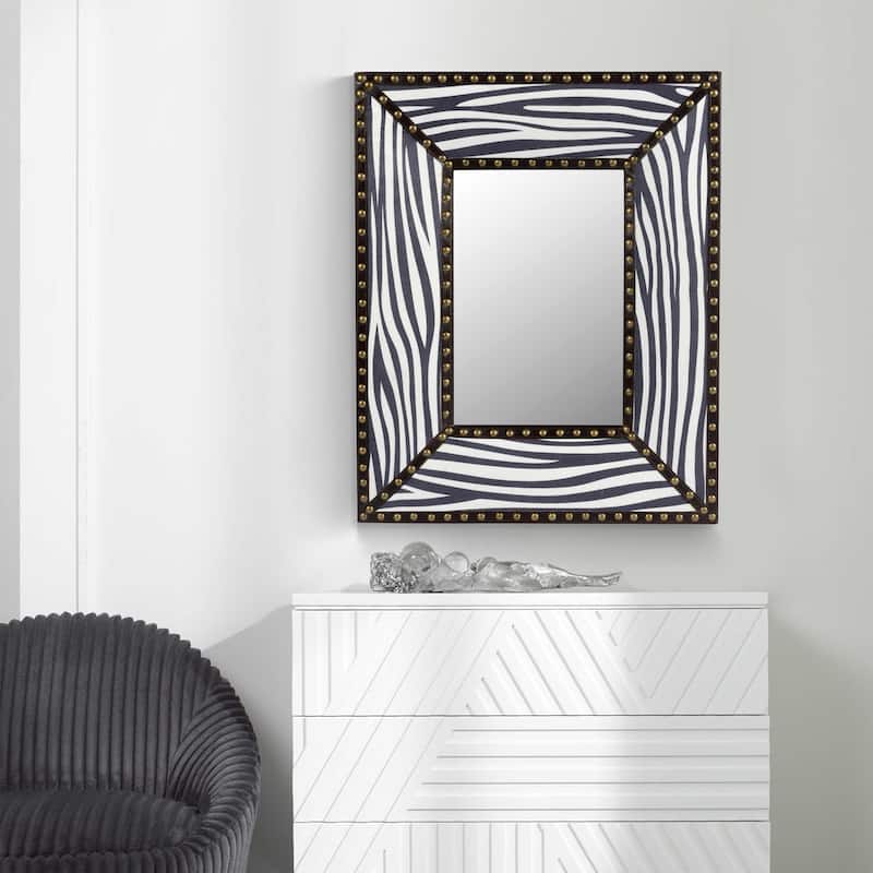 Rectangle Rivet Decorative Wall Hanging Mirror