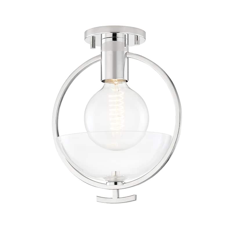 Carson Carrington Varjaren Clear Glass 1-light Semi Flush Mount - Polished Nickel
