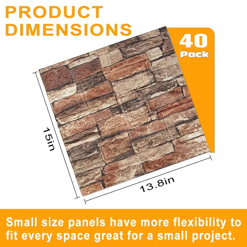 Art3D Vinyl Peel and Stick Stone Backsplash Tile ,15''x13.8'',20sheet