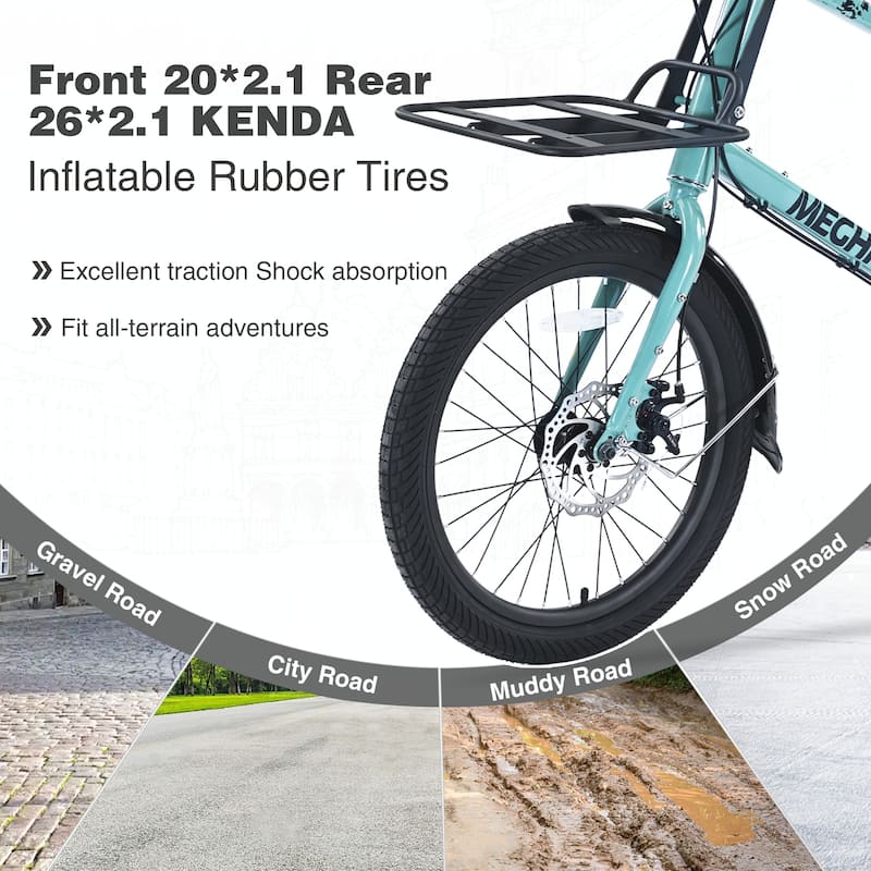 7 Speed, Aluminum Alloy Frame,26 Inch Bike,Cargo Bike,Green