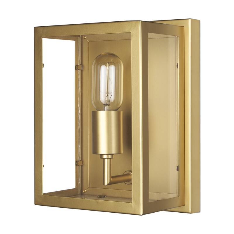 Cairn Brushed Gold Metal w/ Glass 1-Light Wall Sconce - 7.9L x 5.1W x 10.6H