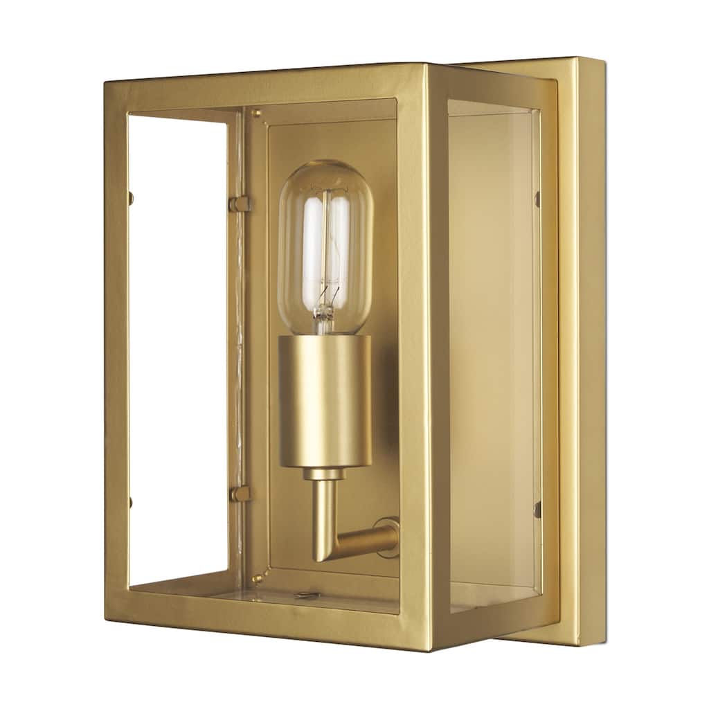 Cairn Brushed Gold Metal w/ Glass 1-Light Wall Sconce - 7.9L x 5.1W x 10.6H
