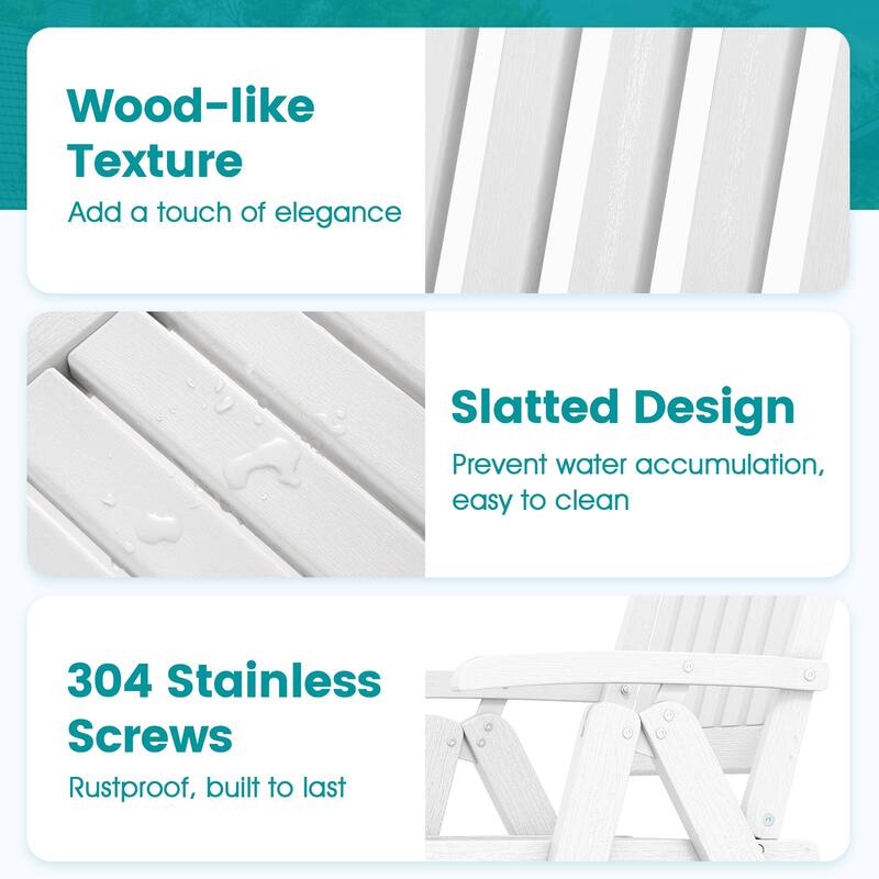 Gymax 2PCS Foldable Patio Chair w/Armrest Curved Back Slatted Seat for