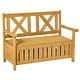 preview thumbnail 12 of 18, 29 Gallon Garden Storage Bench with Waterproof Frame, Large Entryway Deck Box w/ Unique X-Shape Back, Louvered Side Panels