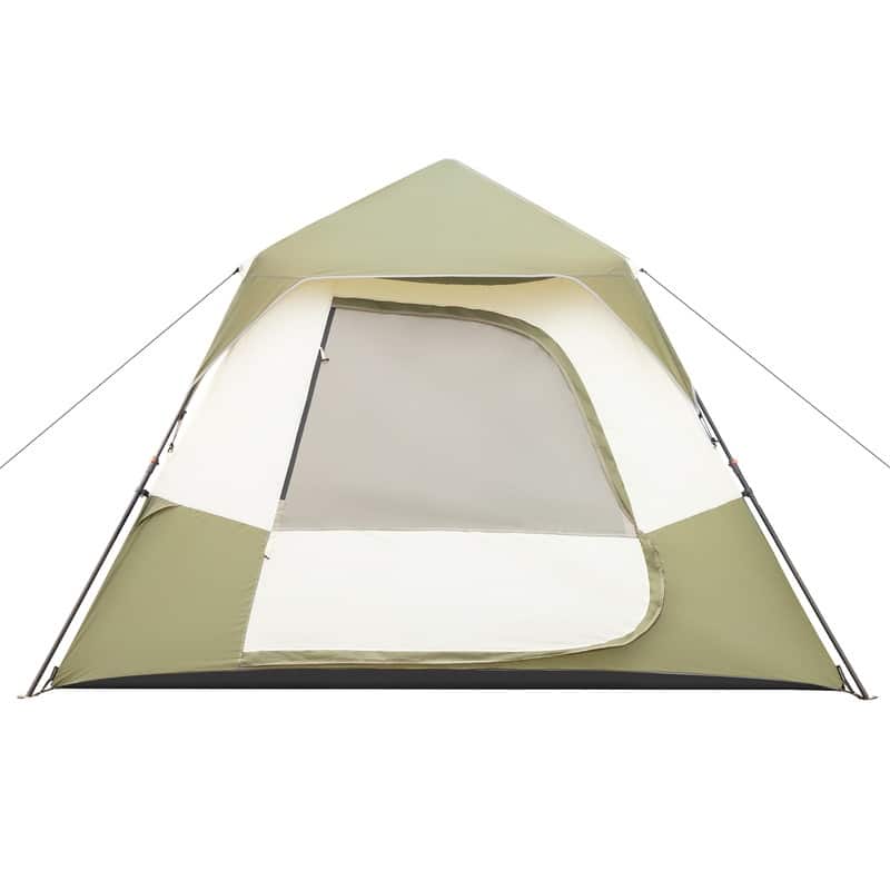 6 Person Beige Green Family Camping Tent - 6 person