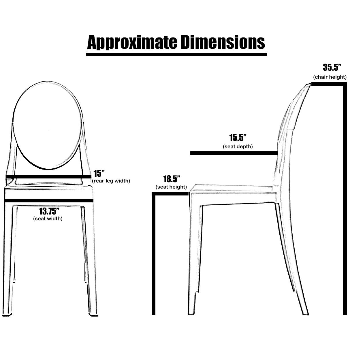 2xhome Set of 4 Standard Size White Plastic Dining Chairs
