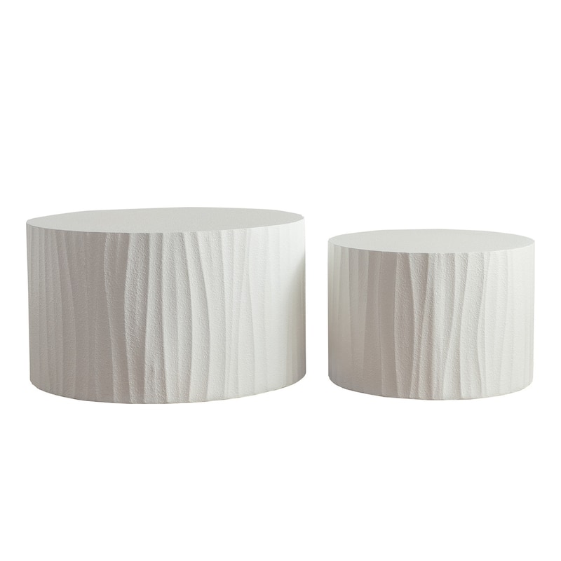 Nesting Coffee Table Set of 2 Round Wooden - 46.45