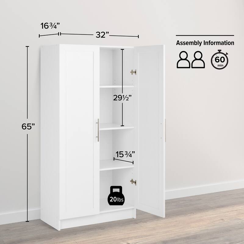 Prepac Elite 6 Piece Storage Cabinet Set with Panel Doors 16.75" D x 96" W x 89" H - 96 in W x 89 in H x 16.75 in D