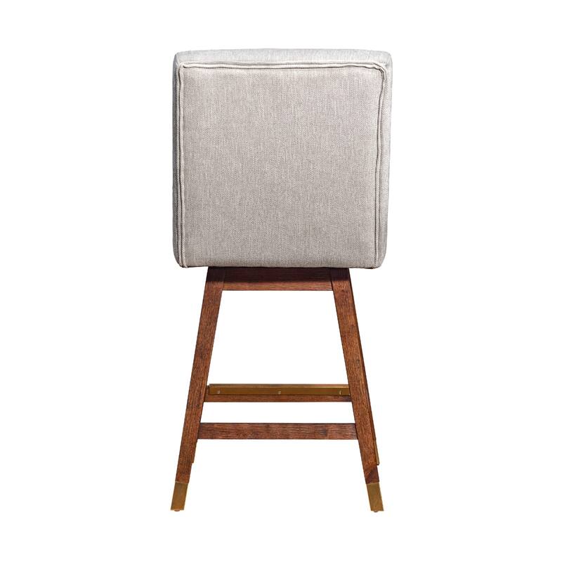 26-Inch Seat Upholstered Swivel Counter Stool with Wingback and Footrest Brown Solid Wood Frame - 40”H x 22”W x 19.5”D