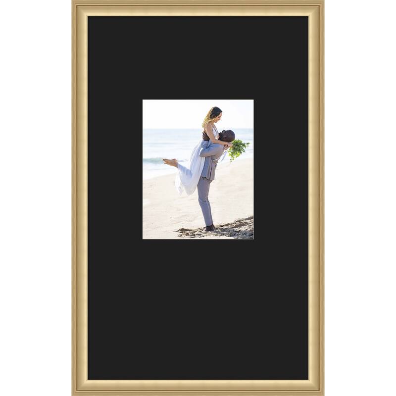 Florence Gold Framed Picture Frame, Photo Frame - 16x26 Matted Black 8x10 - Florence Gold