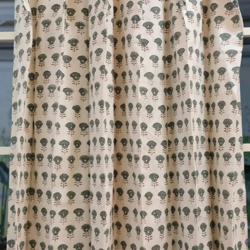 Fabdivine Handmade 2 Pleated Curtain Perfect for Hanging Window or Room Décor Floral Drape
